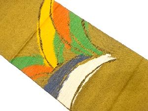 手織り紬抽象模様織出し名古屋帯